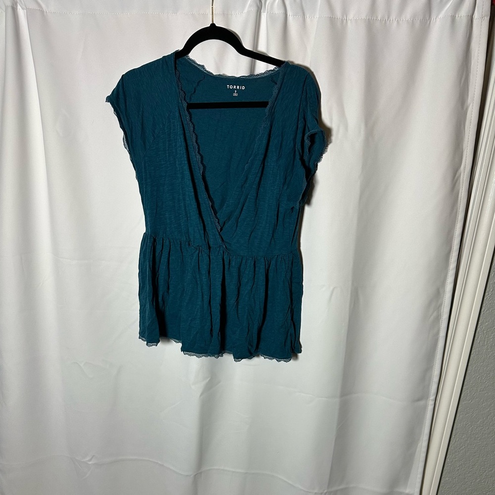 Torrid 2x Teal v neck Top for Women